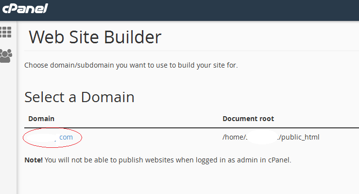 Site builder select domain